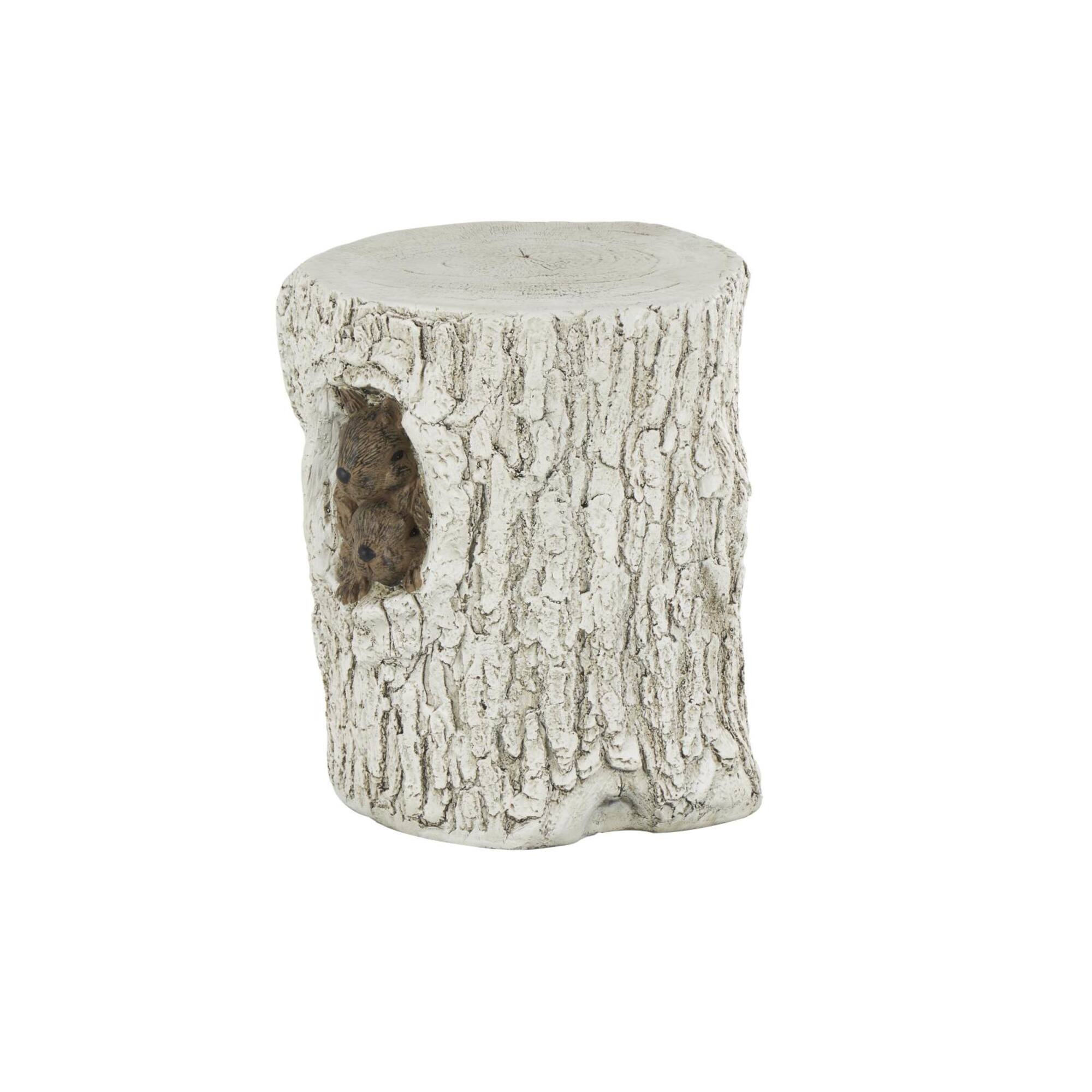 17" White MGO Squirrel Tree Trunk Garden Stool